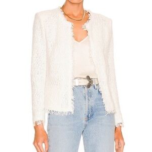 IRO Shavani Fringe Boucle Knit Lady Jacket in White Size 36 US 4 NWOT